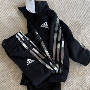 Adidas Baby Black and Camouflage Jogger Set